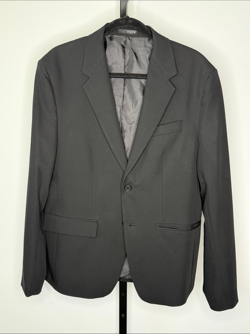 Zara Men's Black Single-Button Notch Lapel Sport Coat